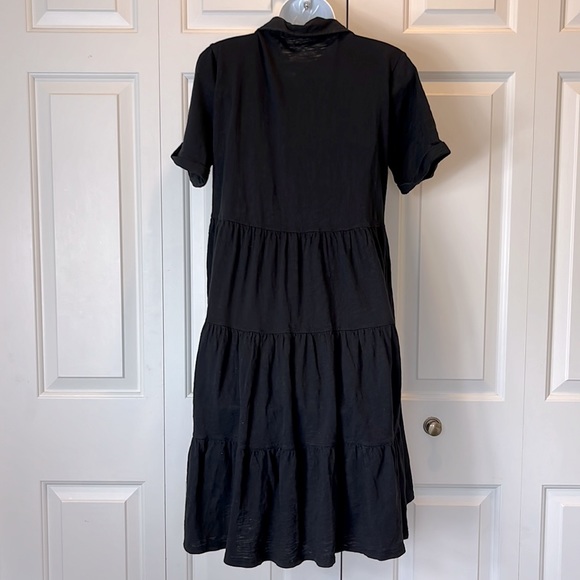 Mododoc Slub Jersey Roll-Up Sleeve Tiered Back Dress Size S - Picture 4 of 10